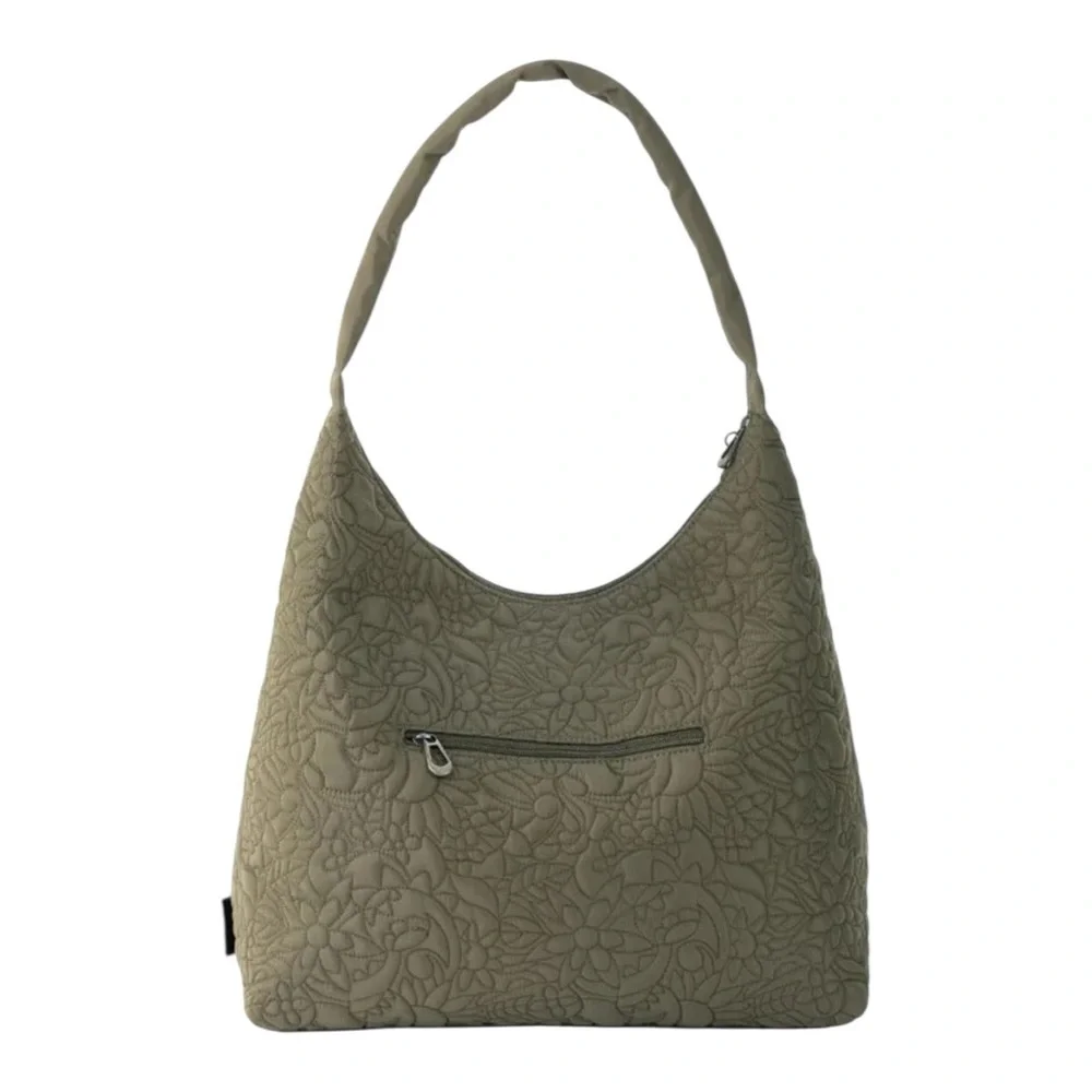 Sakroots Atlas Hobo Shoulder Bag Olive Quilted Travel Full Zip